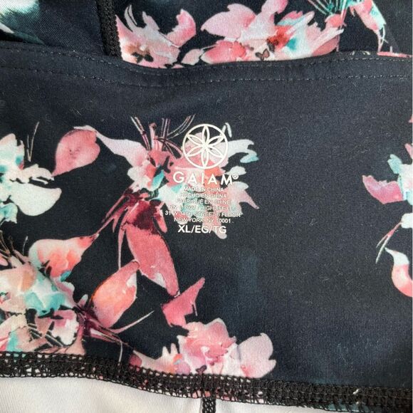 Gaiam Om Hiri Salutation High Waist Black Floral 7/8 Pockets Leggings Women XL - Picture 11 of 15